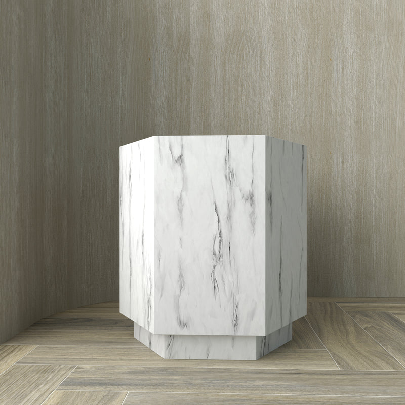 Hexagon Italian Carrara Side Table