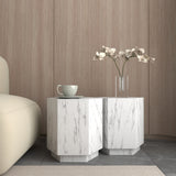 Hexagon Italian Carrara Side Table