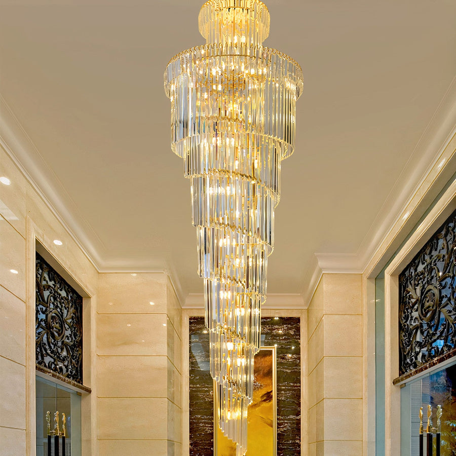 Lustre en cristal de majesté dorée 