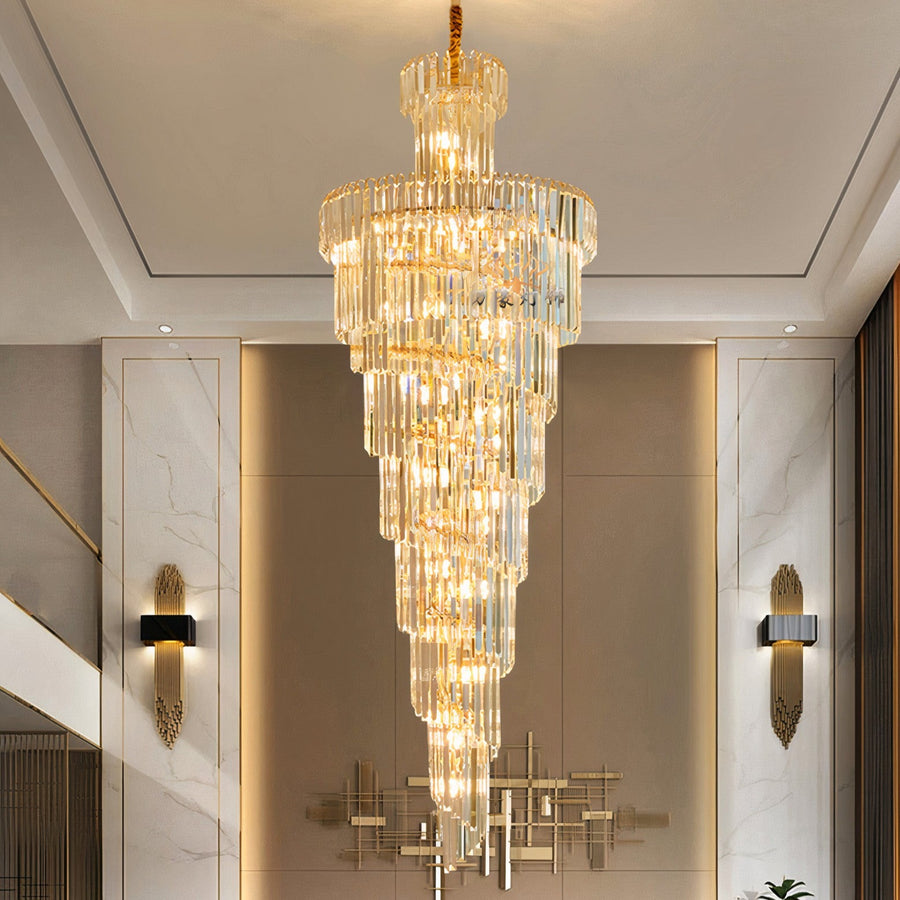 Lustre en cristal de majesté dorée 