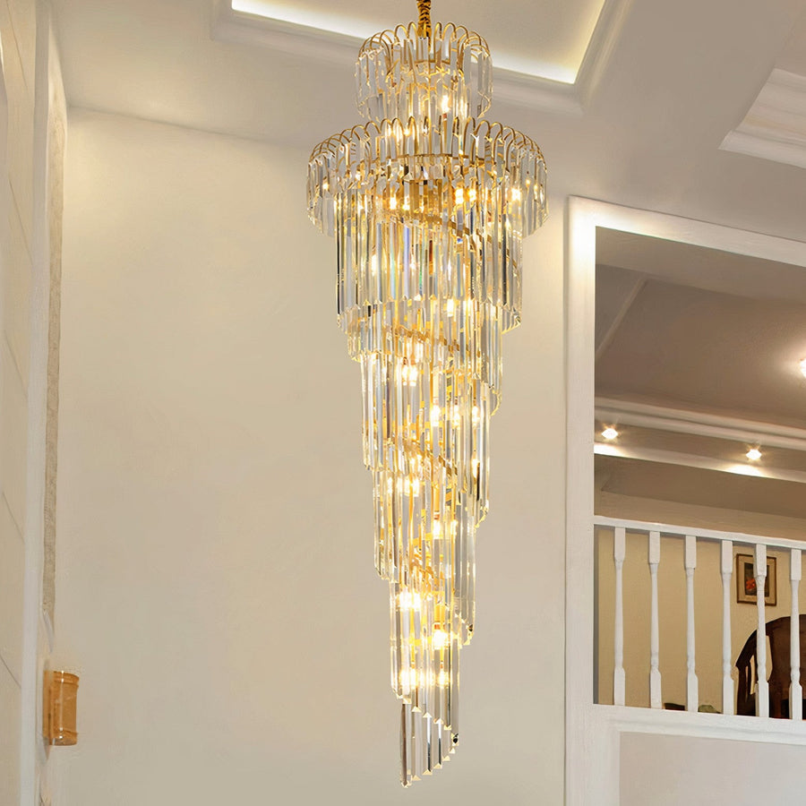 Lustre en cristal de majesté dorée 