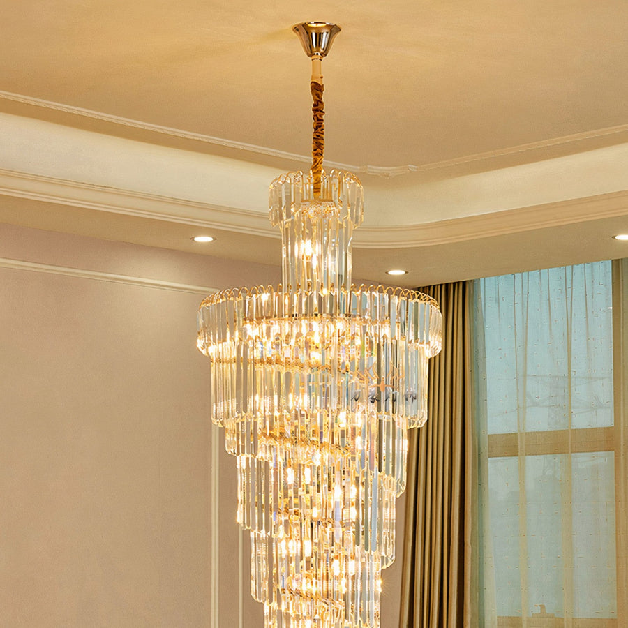 Lustre en cristal de majesté dorée 