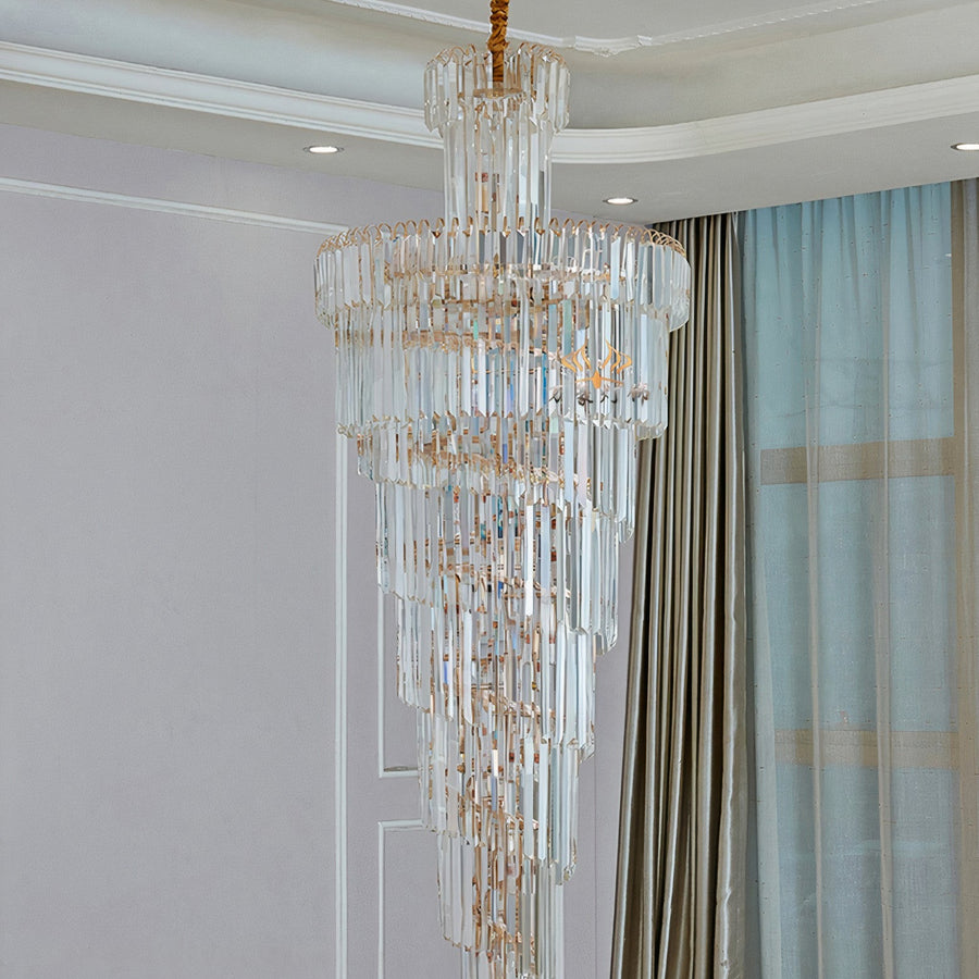 Lustre en cristal de majesté dorée 