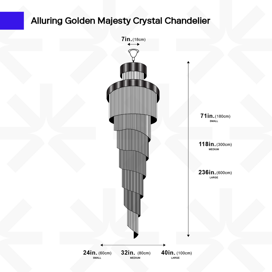 Lustre en cristal de majesté dorée 