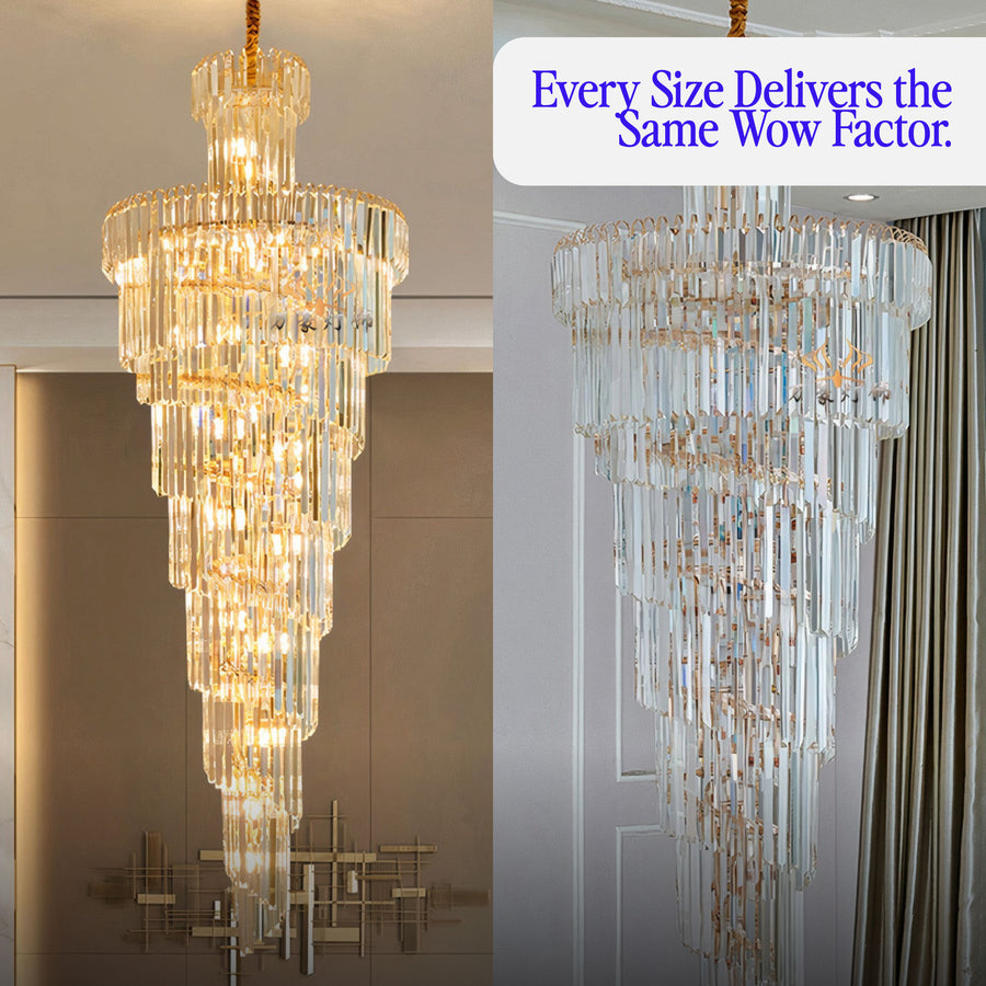 Lustre en cristal de majesté dorée 