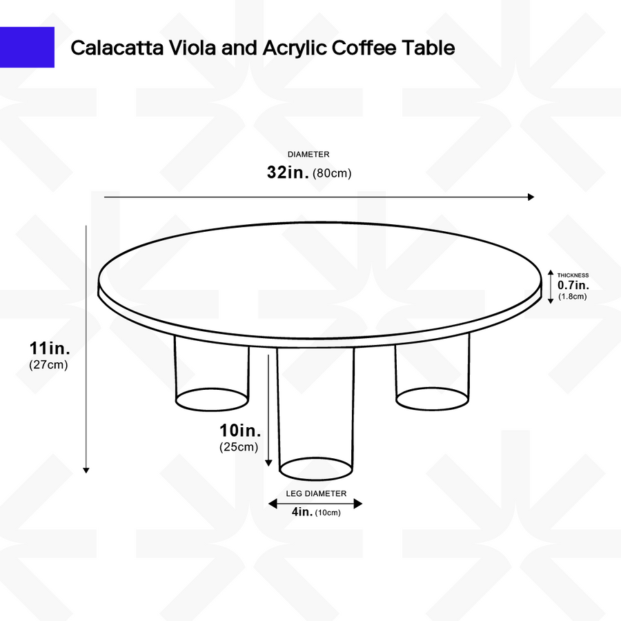 Table basse Calacatta Viola et acrylique 