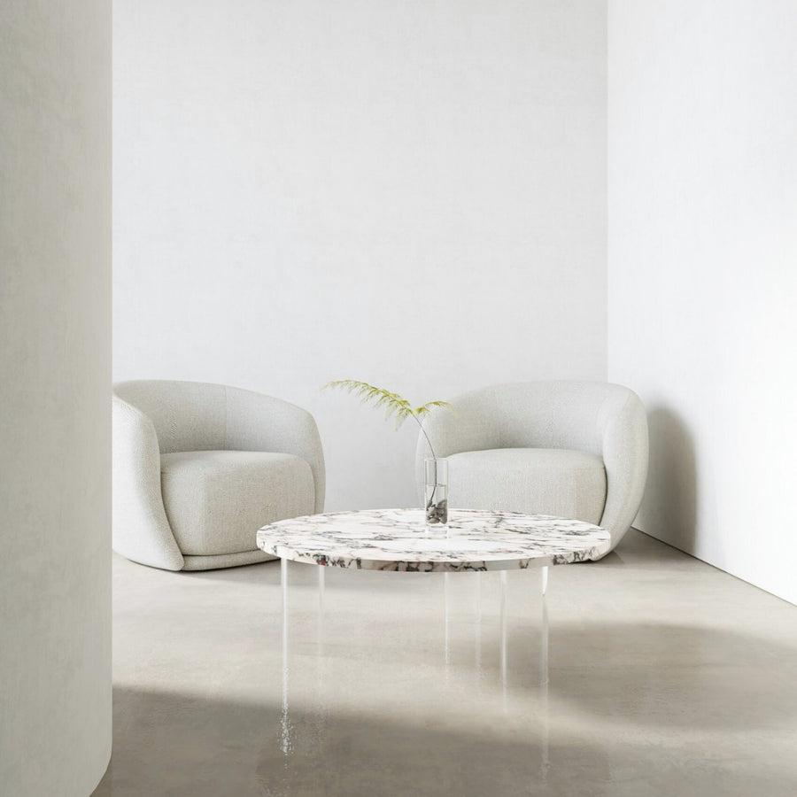 Table basse Calacatta Viola et acrylique 