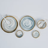 Ensembles de vaisselle en marbre et céramique à bordure dorée de style nordique moderne 