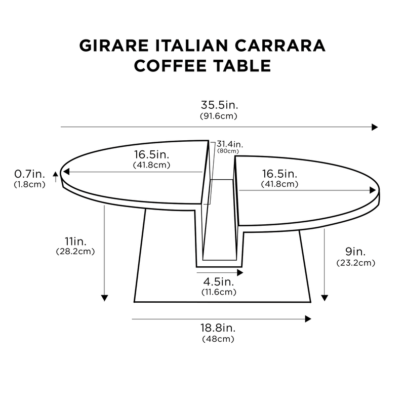 Table basse italienne Carrara Girare 