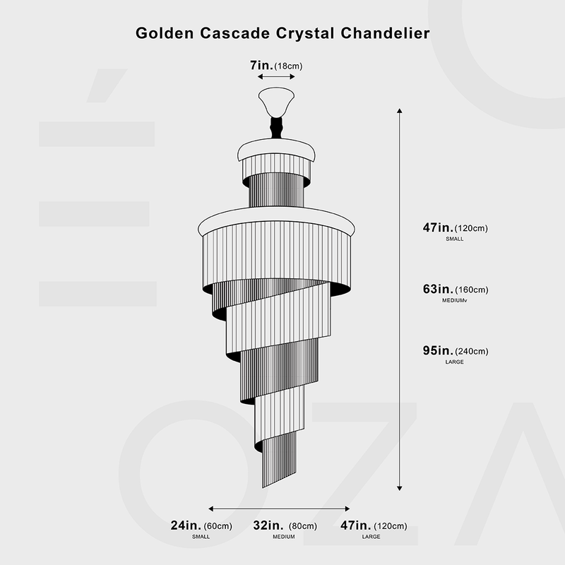 Luxurious Golden Cascade Crystal Chandelier