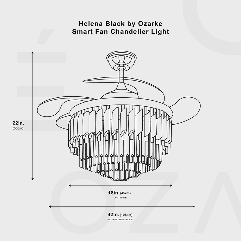 Lustre à ventilateur intelligent Helena Black par Ozarke 