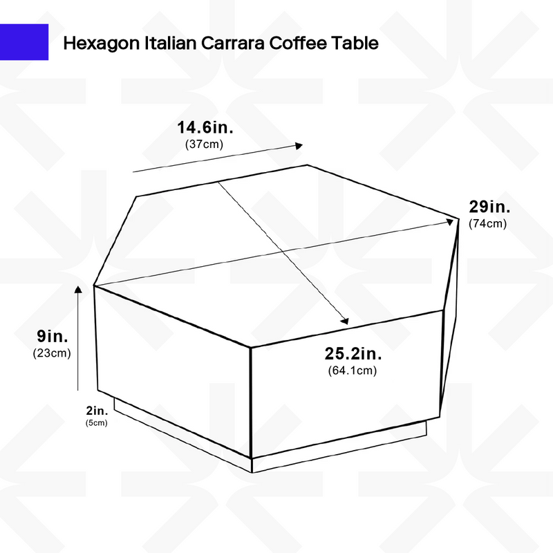 Table basse italienne Carrara hexagonale 