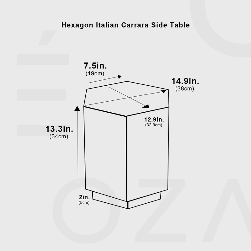 Table d'appoint italienne Carrara hexagonale 