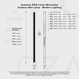 Immense RGB Linear Minimalist Outdoor Wall Lamp (Open Box)