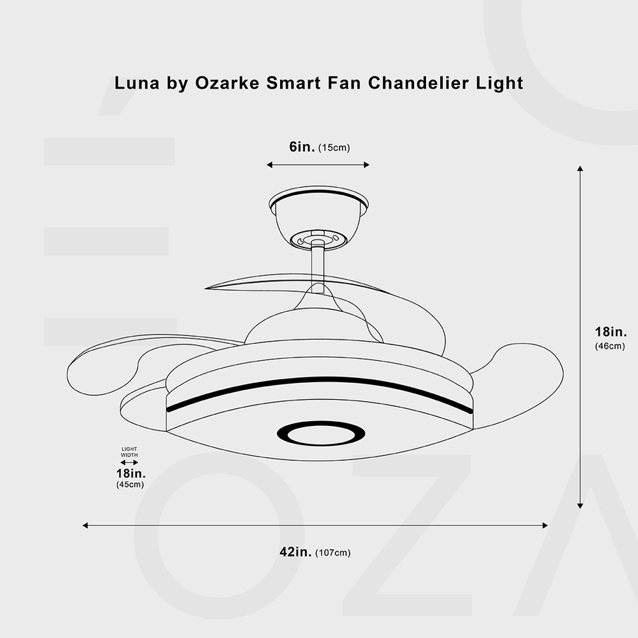 Lustre à ventilateur intelligent Luna by Ozarke 