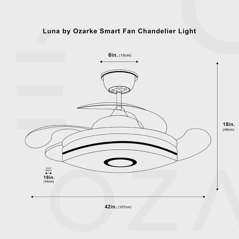 Luna by Ozarke Smart Fan Chandelier Light