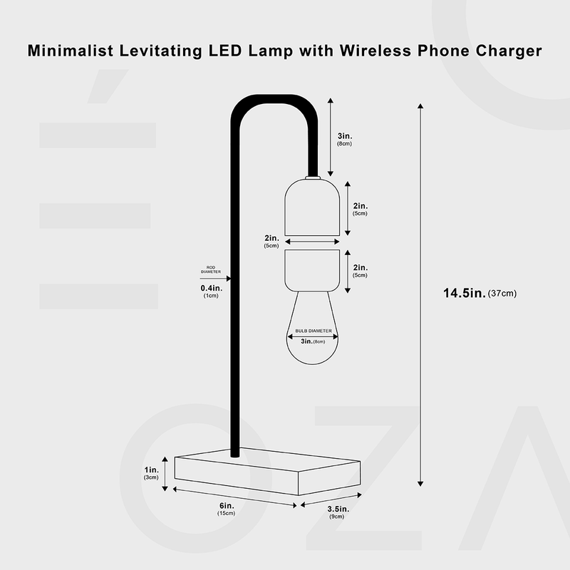 Minimalist Levitating LED Lamp with Wireless Phone Charger