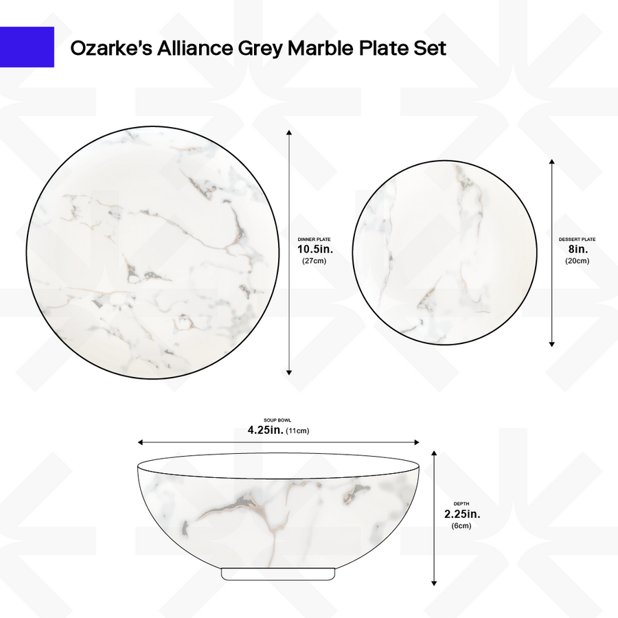 Ensemble d'assiettes en marbre gris Alliance d'Ozarke 