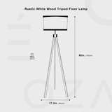 Rustic White Wood Tripod Floor Lamp