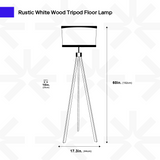 Rustic White Wood Tripod Floor Lamp