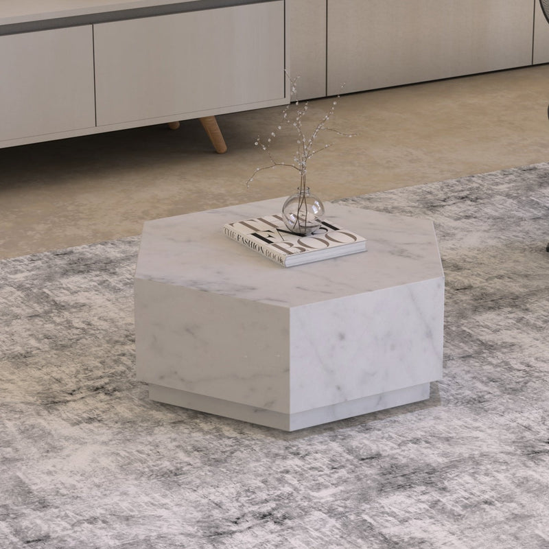 Table basse italienne Carrara hexagonale 
