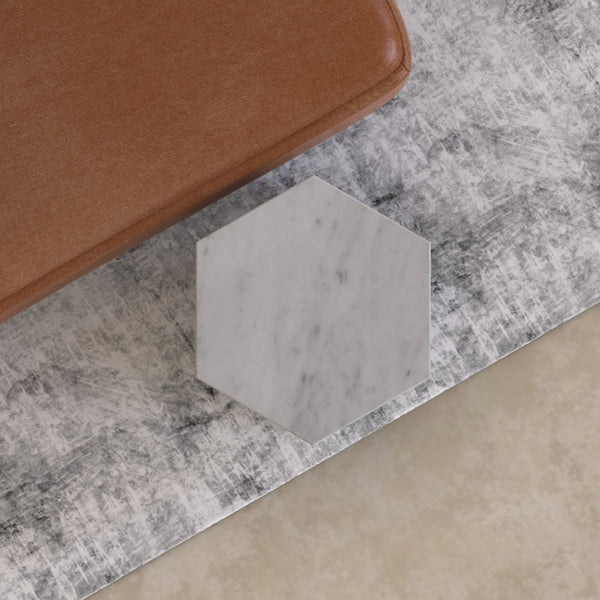 Table d'appoint italienne Carrara hexagonale 