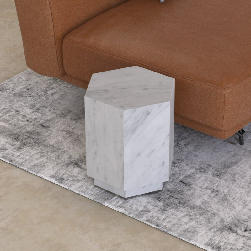 Table d'appoint italienne Carrara hexagonale 