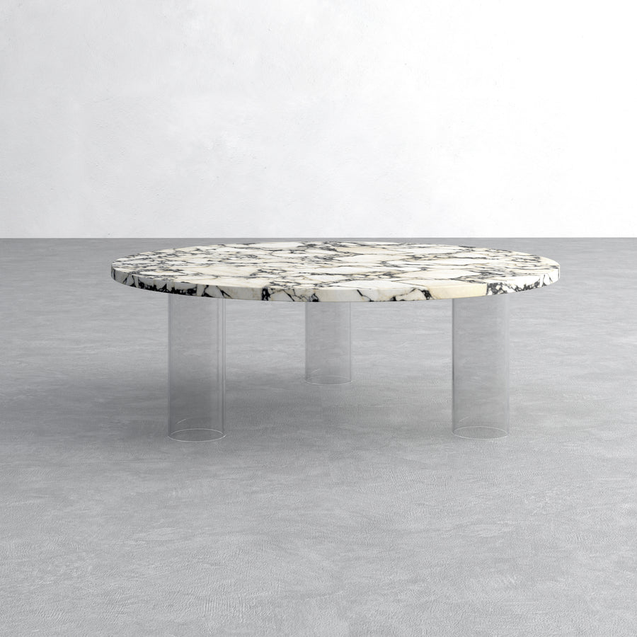 Table basse Calacatta Viola et acrylique 