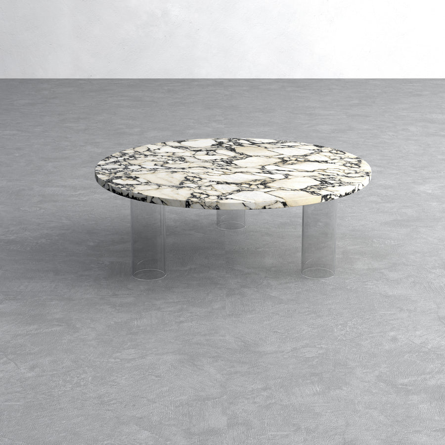 Table basse Calacatta Viola et acrylique 