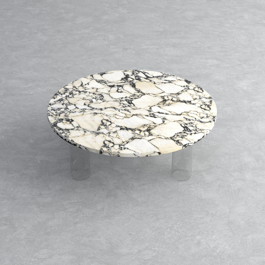 Table basse Calacatta Viola et acrylique 