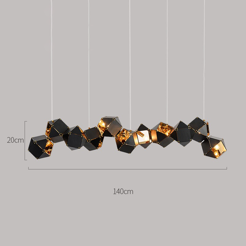 Lustre nordique moderne de luxe en fer forgé noir, pendentifs rétro