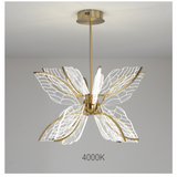 Lustre LED moderne en forme d'aile de papillon doré 
