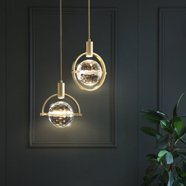 Lampe suspendue LED en cristal à anneau moderne 