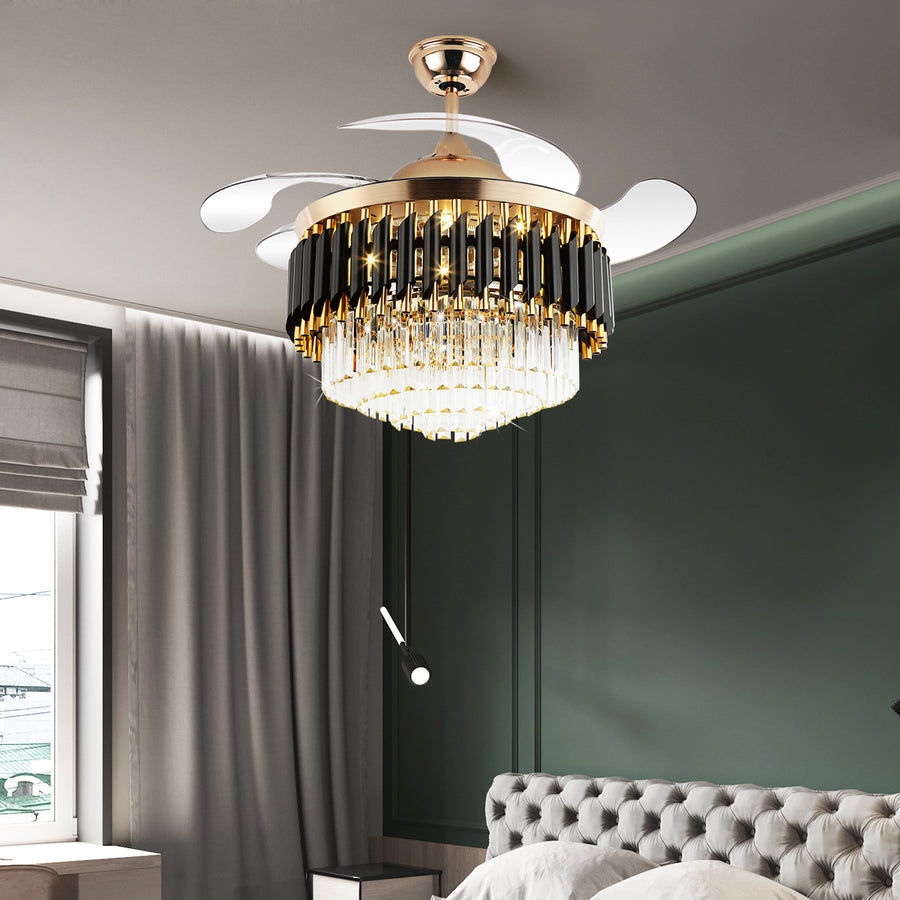 Helena Black by Ozarke Smart Fan Chandelier Light