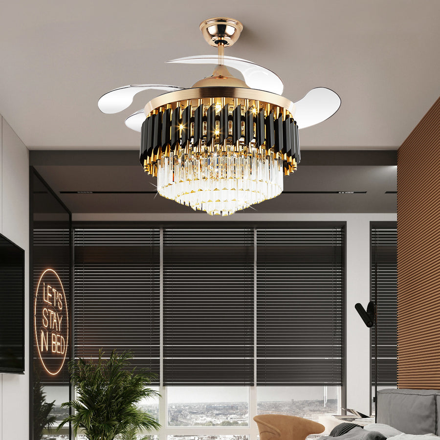 Helena Black by Ozarke Smart Fan Chandelier Light