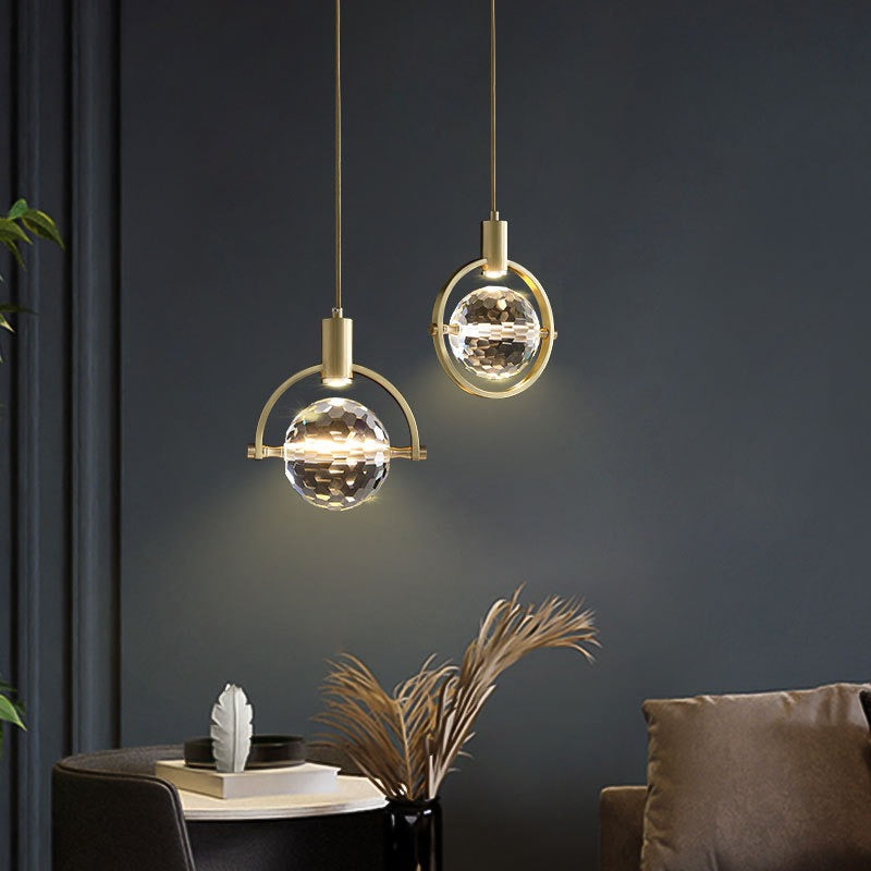 Lampe suspendue LED en cristal à anneau moderne 